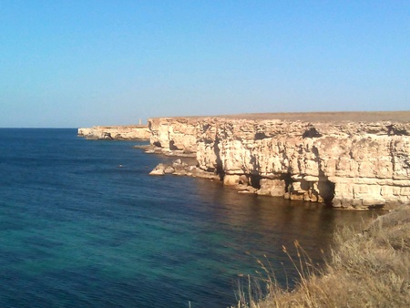 Cliffs by the sea and steppe in the Crimea landscapeの素材