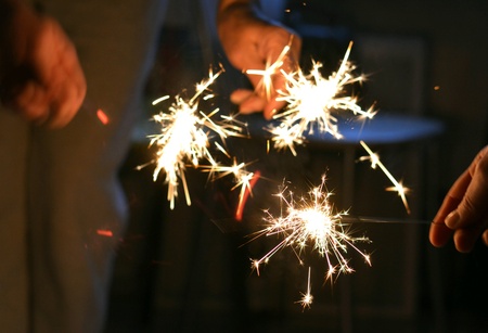 Bengal lights in hands holiday