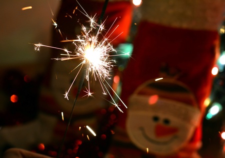 Christmas time bengal light and gift snowman