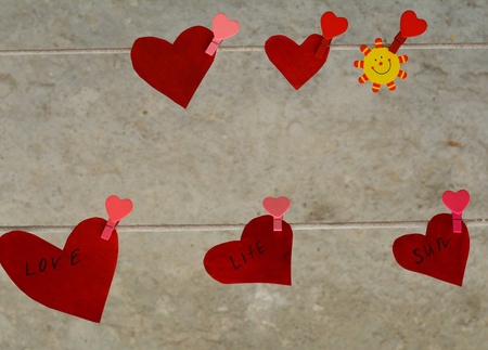 Red hearts love life gray backgroundの素材