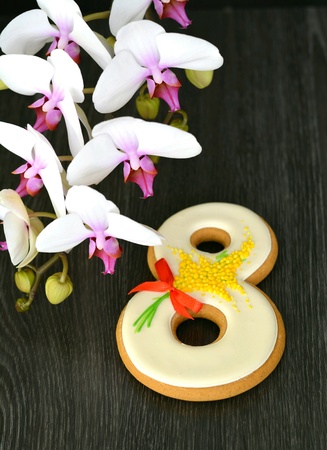 8 March gingerbread and orchid gray backgroundの素材