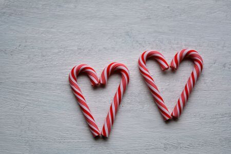 Two red hearts top view white backgroundの素材