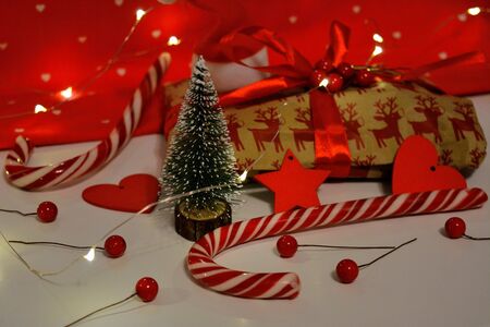 New year and Christmas decorations holiday background