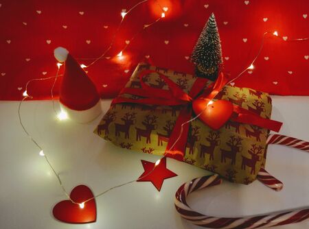 New year and Christmas decorations holiday backgroundの素材