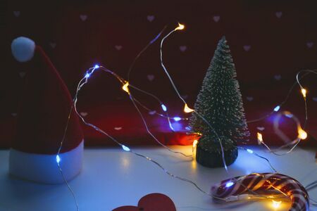 Christmas and New year decorations and light holiday background