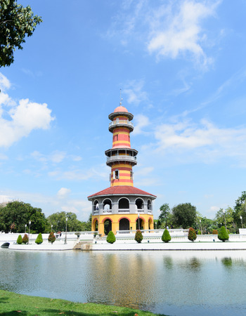 Thai Royal Residence at Bang Pa-In Royal Palace in Ayutthaya, Thailand.のeditorial素材
