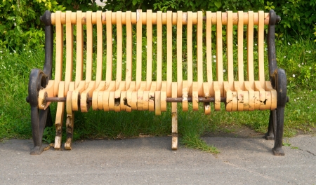 old broken bench in parkの写真素材