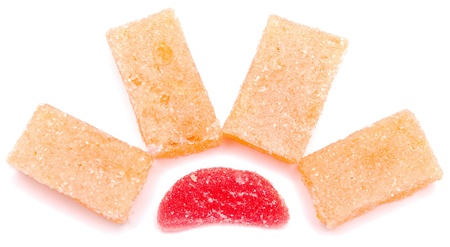 marmalade sun in sugar isolated on whiteの写真素材