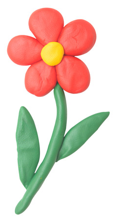 flower out of plasticine isolated on whiteの写真素材