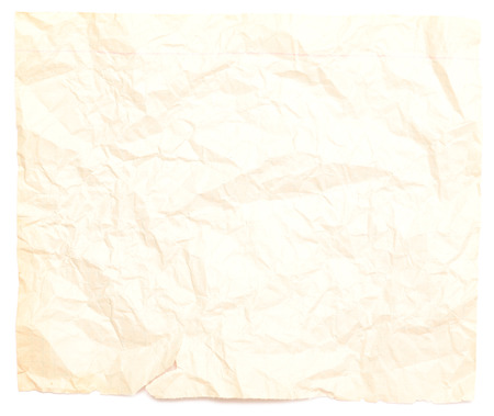 old crumpled paper isolated on white backgroundの写真素材