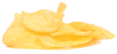 potato chips isolated on white backgroundの写真素材
