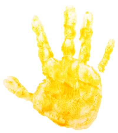 Close up of hand painted isolated on white backgroundの写真素材