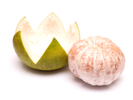 Fresh of pomelo fruit on white backgroundの写真素材
