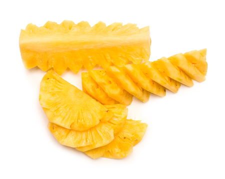 Peeled pineapple on a white backgroundの写真素材