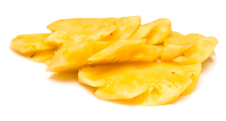 Peeled pineapple on a white backgroundの写真素材