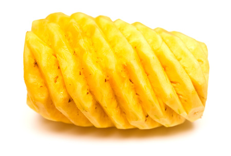 Peeled pineapple on a white backgroundの写真素材