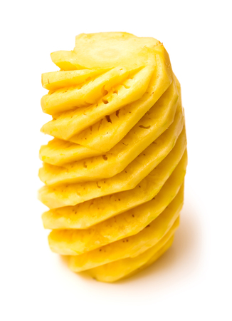 Peeled pineapple on a white backgroundの写真素材