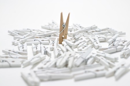 This is one Peg stending in isolated shotの写真素材