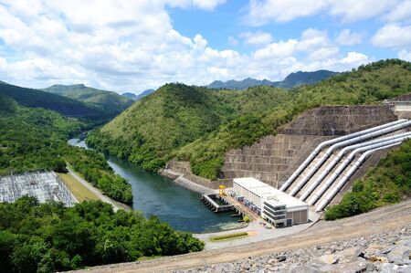 This is Srinagcrarin Dam in Kanchanaburi,Thailandの写真素材