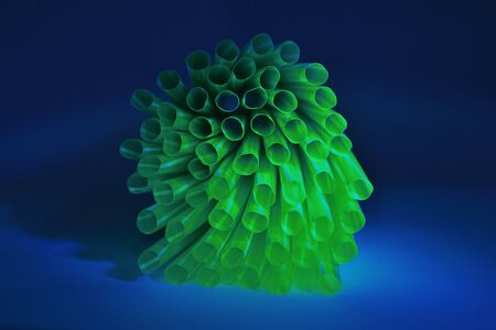 This is Green Tube with Blue lighting.Taken in Abstract Styleの写真素材