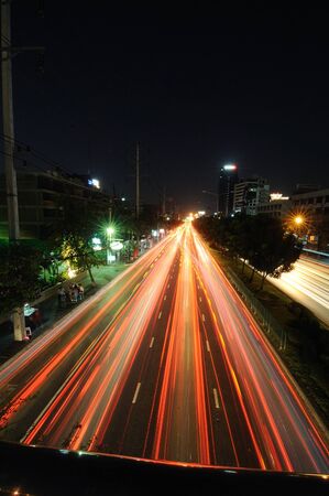 This is a Light behide of car. taken in long shutterの写真素材