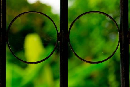 A close up of a iron fenceの写真素材