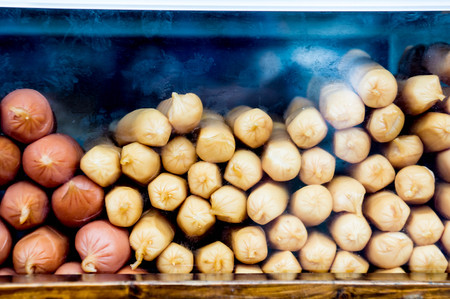 Sausages in the cabinet are not cooked.の写真素材