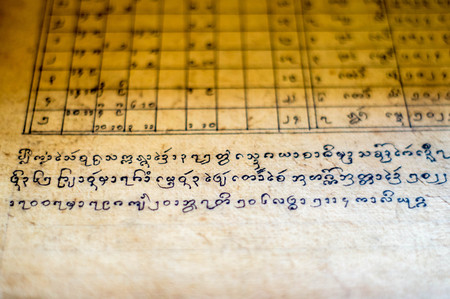 The ancient text of northern of Thailand.の写真素材