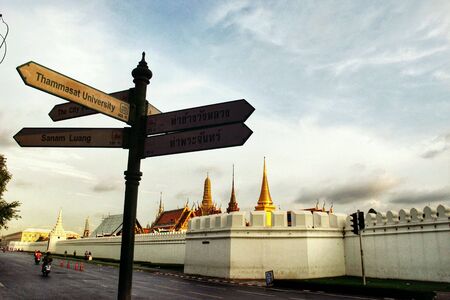 Signs in front of Royal Palace in Bangkok Thailandの素材