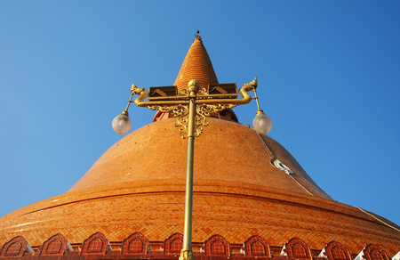 big pagada high up in to the blue skyの写真素材