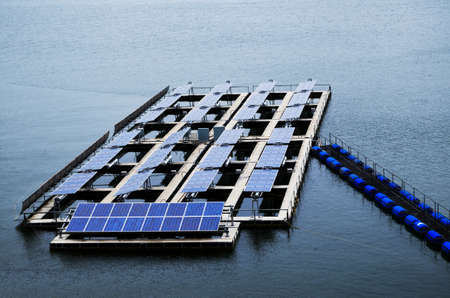 solar panel on the lake,thailandの写真素材