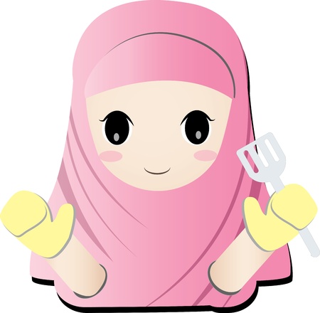 islamic cooking girlのイラスト素材