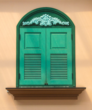 antique Window Wood on the wallの写真素材