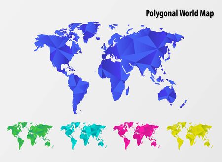 Colorful Polygonal  mosaic World Map setのイラスト素材