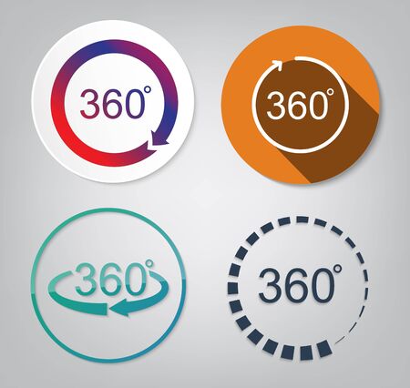 set vector of 360 degrees view sign iconのイラスト素材