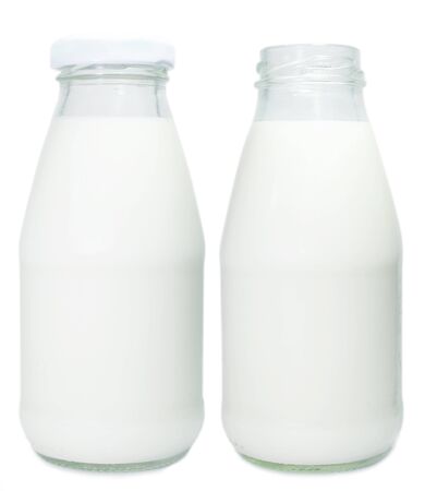 Bottle of milk isolated with clipping pathの写真素材
