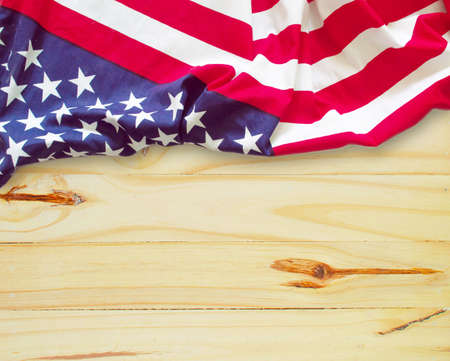 American flag on wooden backgroundの写真素材
