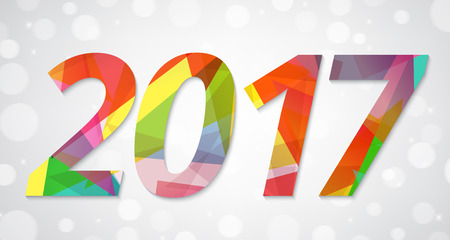 Abstract polygonal background with text and 2017 greeting NewYear card designのイラスト素材