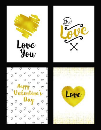 the gold set of valentine's day, save the date invitation greeting cardのイラスト素材