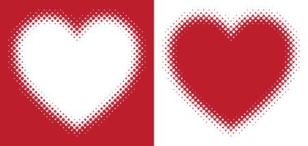 Red hearts with halftone effect isolated on white backgroundのイラスト素材