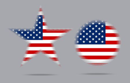 usa flag star halftone effect style isolated on the gray backgroundのイラスト素材