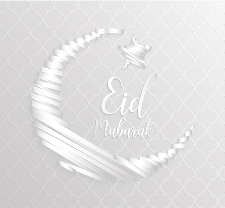 white abstract crescent ribbon moon holiday symbol islam pattern backgroundのイラスト素材