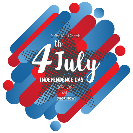 American Independence Day of 4th July on star halftone effect Colorful abstract background illustration EPS10のイラスト素材