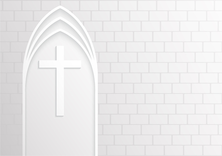 Good Friday, White cross on white brick background ,Vector illustration.のイラスト素材