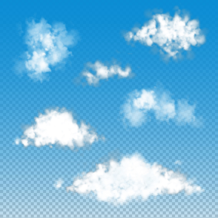 Set of transparent  fluffy clouds. Vector illustration EPS 10のイラスト素材