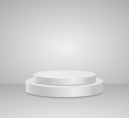 3d White cylinder podium minimal studio background. Abstract 3d geometric shape object illustration render Display のイラスト素材