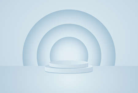 Background vector 3d blue rendering with podium and minimal blue wall scene, minimal abstract background 3d rendering abstract geometric shape blue pastel color. Stage for product on website in modernのイラスト素材