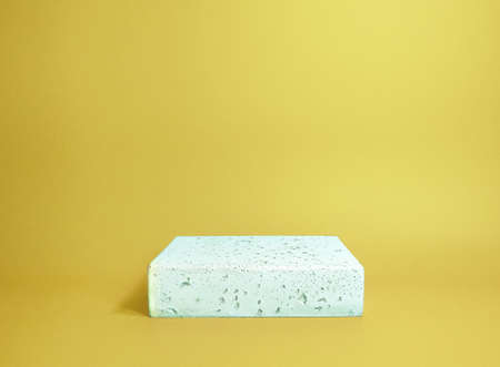 Minimal modern product display on trendy gray stone on yellow backgroundの写真素材