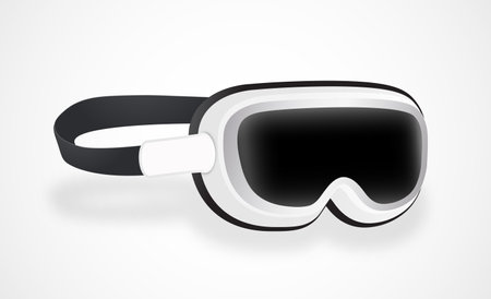 VR helmet or virtual reality glasses with shadow on isolated background, side view, realistic vector illustrationのイラスト素材