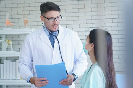 Corona virus, Covid 19 has spread throughout the world. Doctors are taking care of and closely monitoring patients. To prevent infectionの写真素材